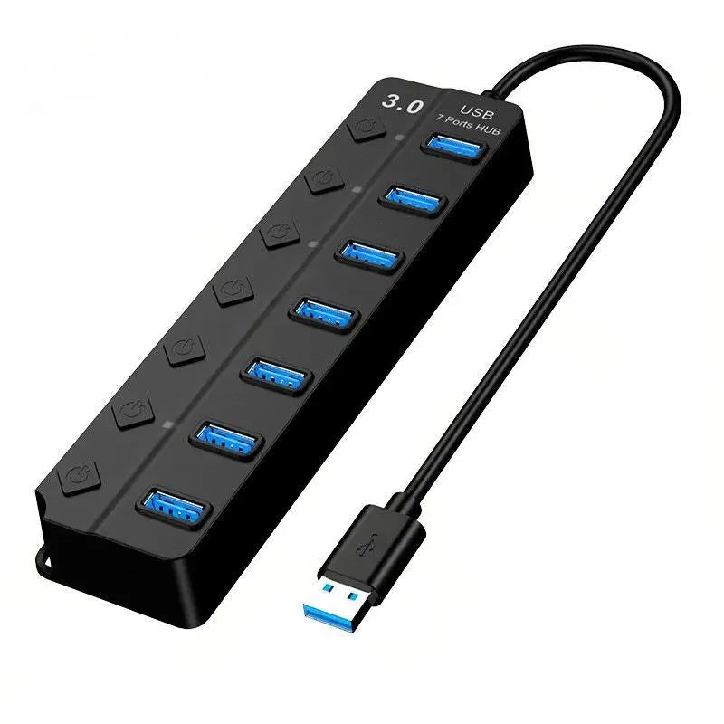USB 3.0 7-Port Hub Splitter – Hochgeschwindigkeits-Multi-USB-Erweiterungsadapter