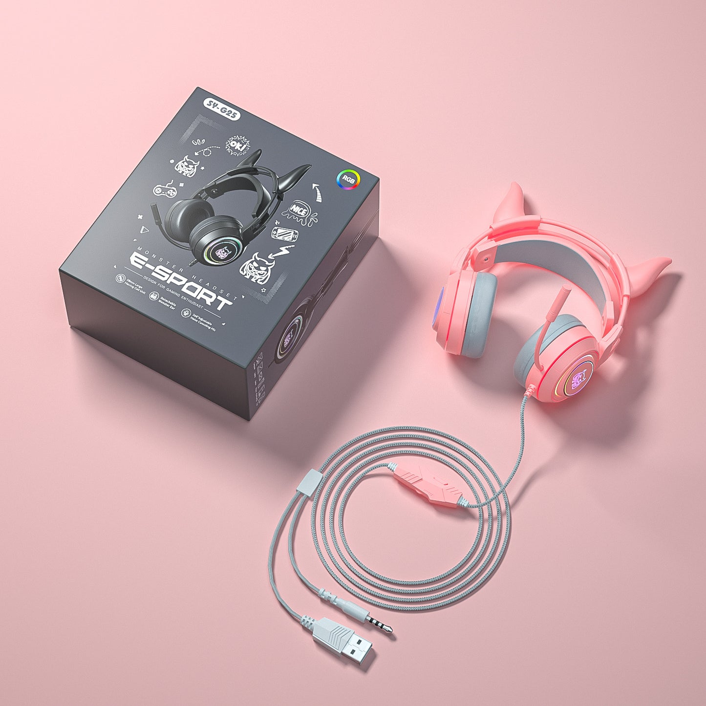 Wired PS5 Headset for Computer and Mobile Gaming