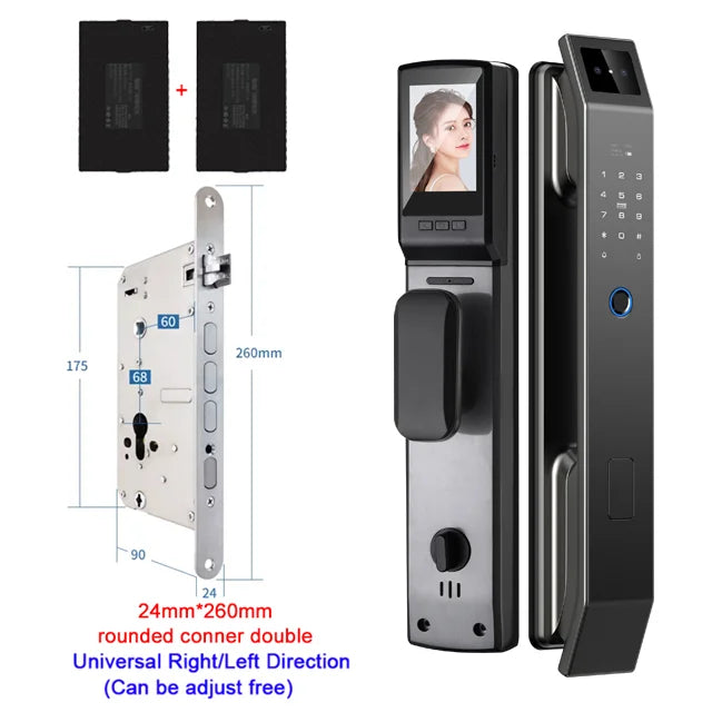 3D Face Recognition Unlock Digital Door Lock With Camera Finger print Password