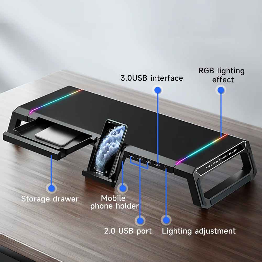 4 USB PC Monitor Stand