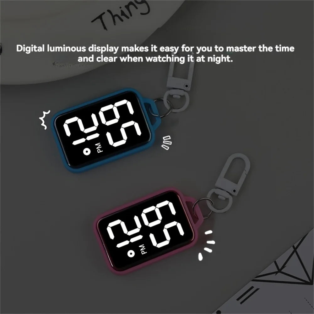 1/4pcs LED Keychain Pocket Watch Digital Display