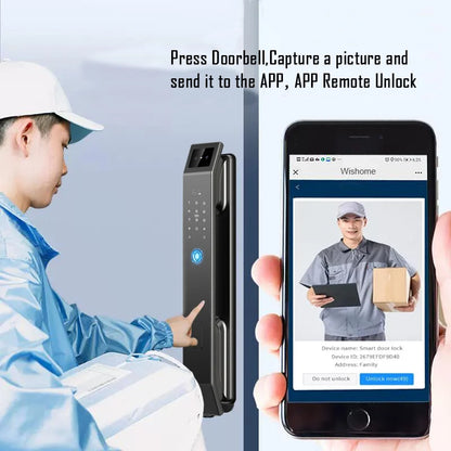 3D Face Recognition Unlock Digital Door Lock With Camera Finger print Password