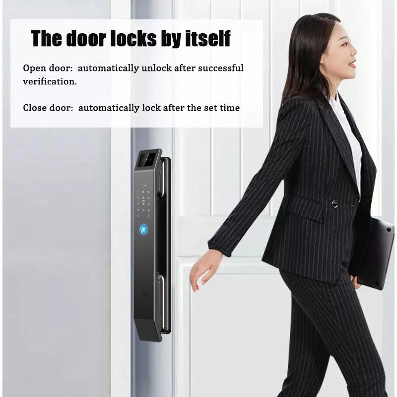 3D Face Recognition Unlock Digital Door Lock With Camera Finger print Password