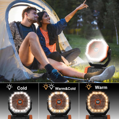 A camping fan powered by a 40000 mAh battery