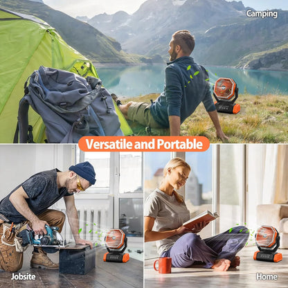 A camping fan powered by a 40000 mAh battery