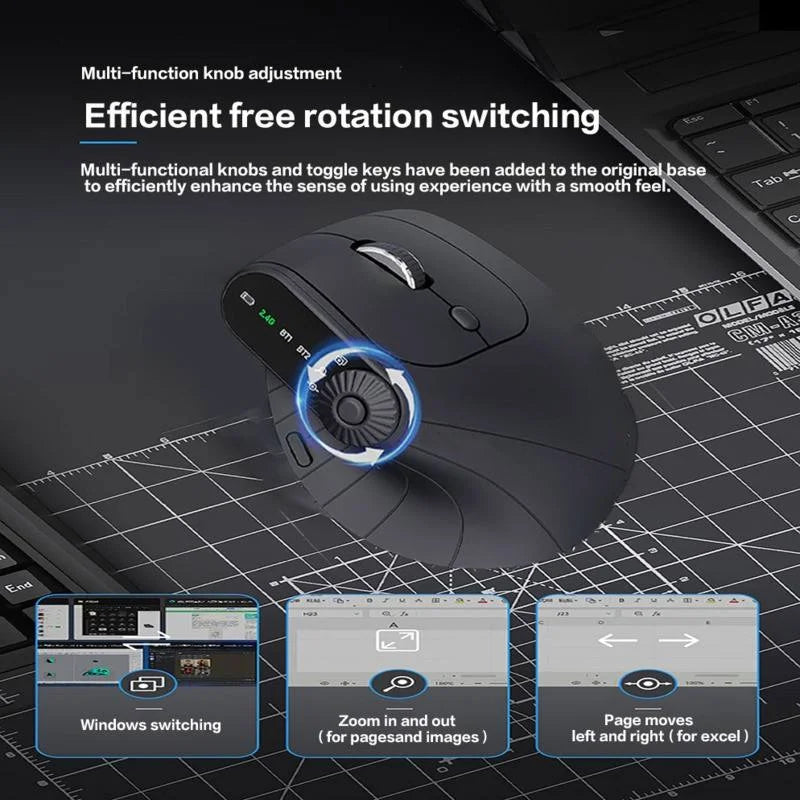 Ergonomic 2.4GHz Wireless BT RGB Mouse