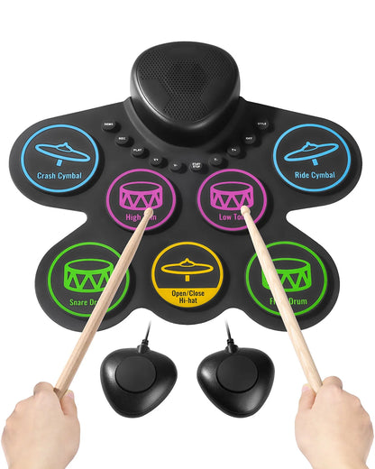 Electronic Drum set Portable Instrument Toy for Kids Ages 3+