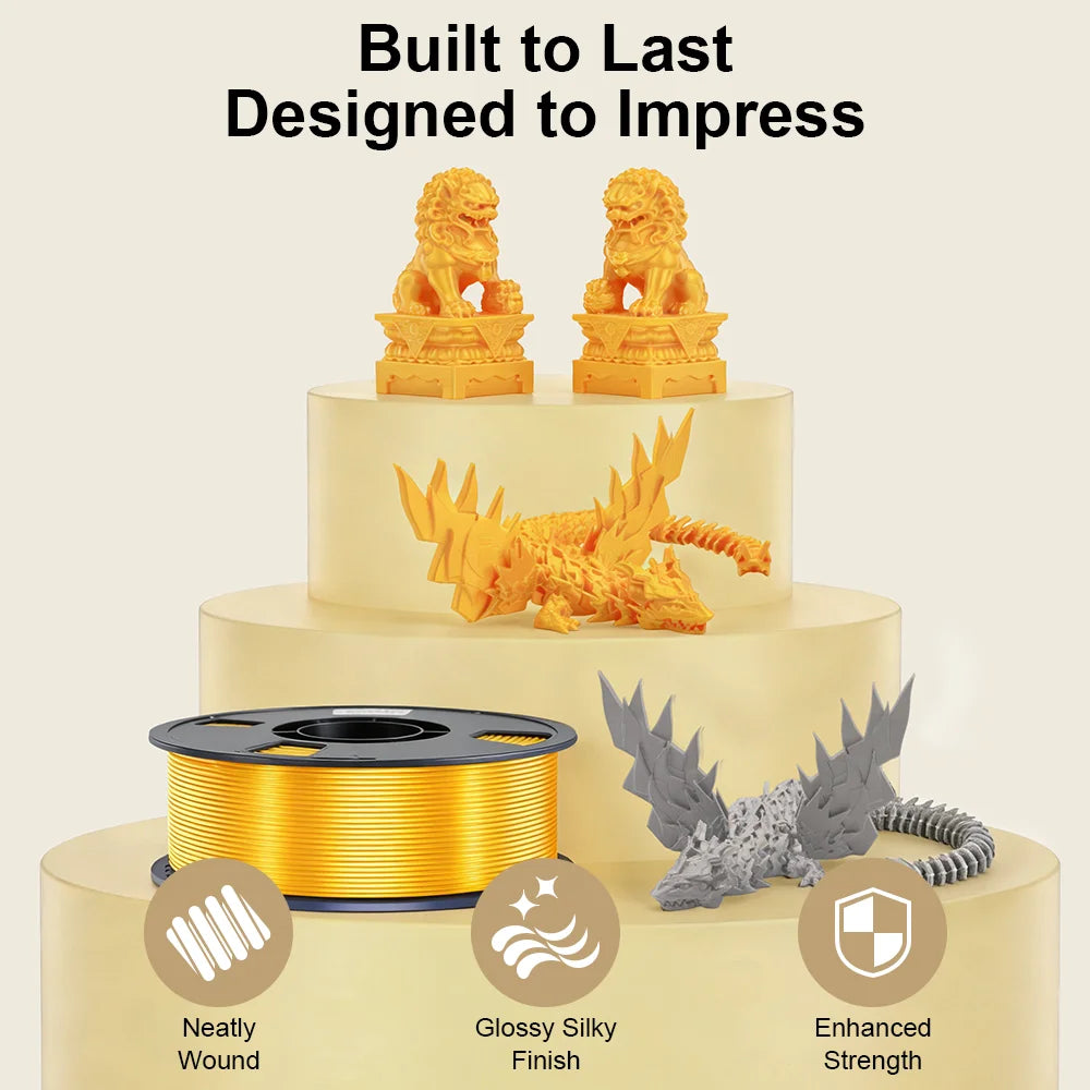 5KG Silk PLA Plastic Gold Sliver,3D Printer Filament 1.75mm 1KG