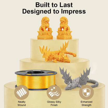 5KG Silk PLA Plastic Gold Sliver,3D Printer Filament 1.75mm 1KG