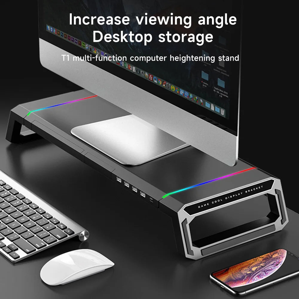 4 USB PC Monitor Stand