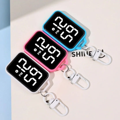 1/4pcs LED Keychain Pocket Watch Digital Display