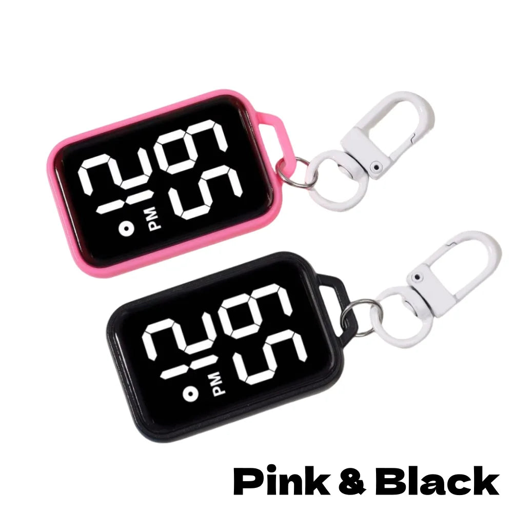 1/4pcs LED Keychain Pocket Watch Digital Display
