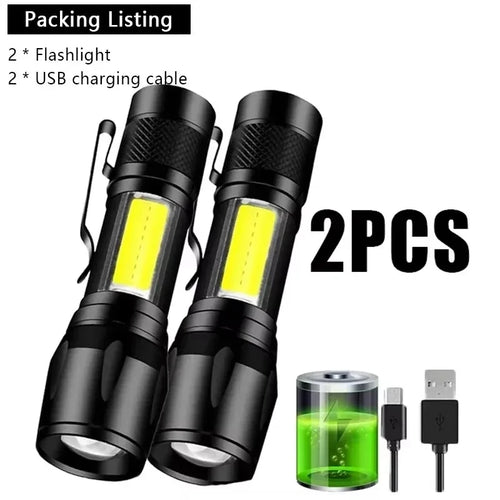100000LM Super Bright Flashlight Type-C Rechargeable LED Torch Long