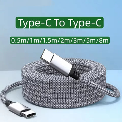 60W PD USB-C to USB-C Fast Charging Cable Nylon Braided Type-C Data