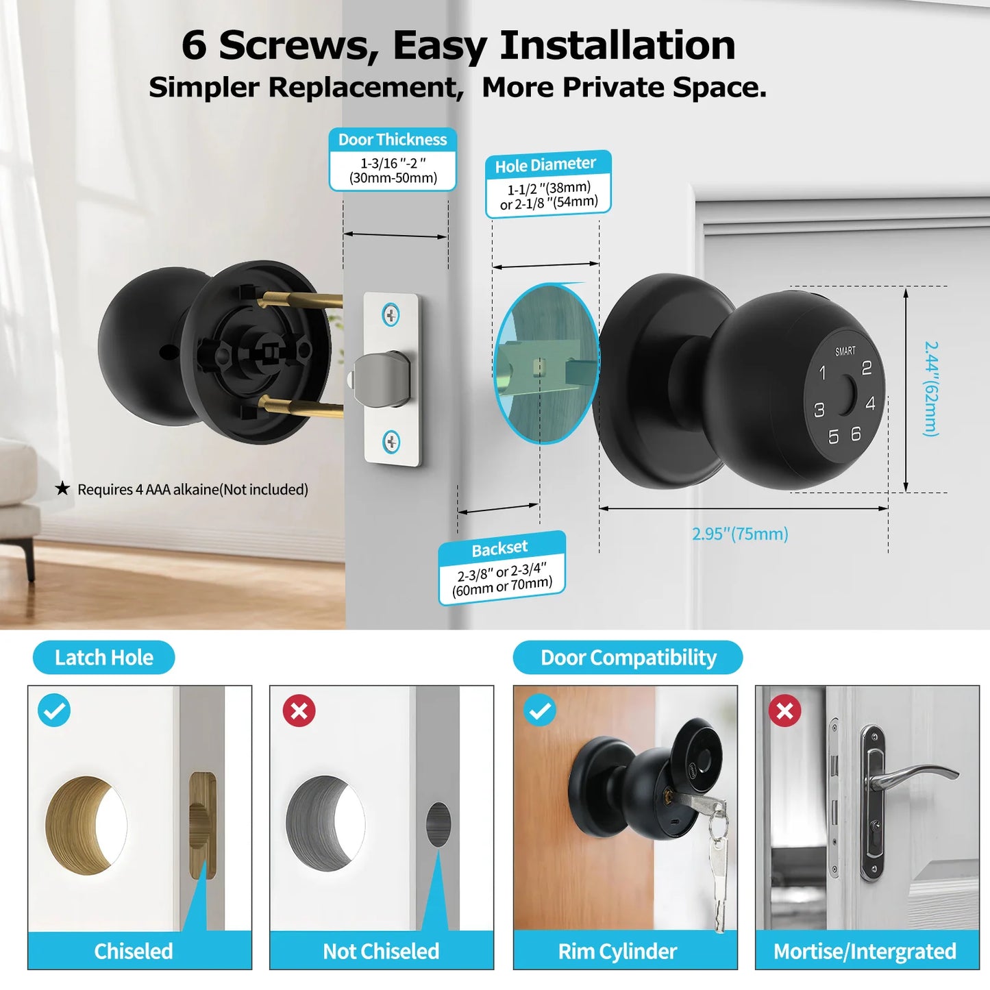 Viladepot Ball-Shaped Smart Lock Fingerprint