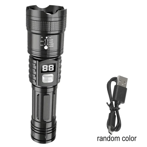 100000LM Super Bright Flashlight Type-C Rechargeable LED Torch Long