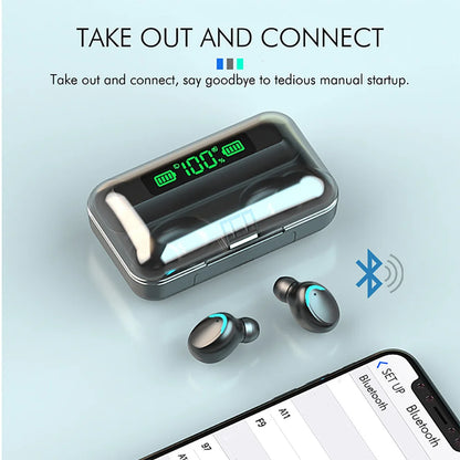 NEW F9 Upgrade TWS Bluetooth Earphones Wireless Headphone 9D Stereo Sports Waterproof Earbuds Headsets With Microphone