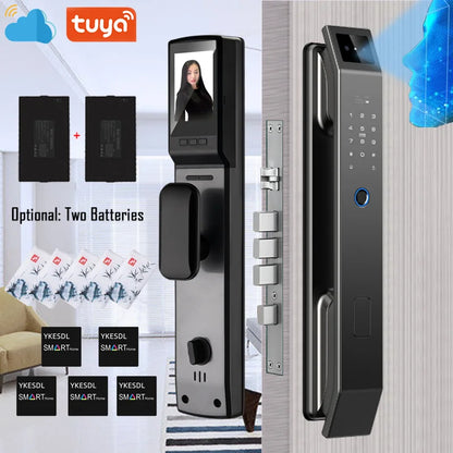 3D Face Recognition Unlock Digital Door Lock With Camera Finger print Password