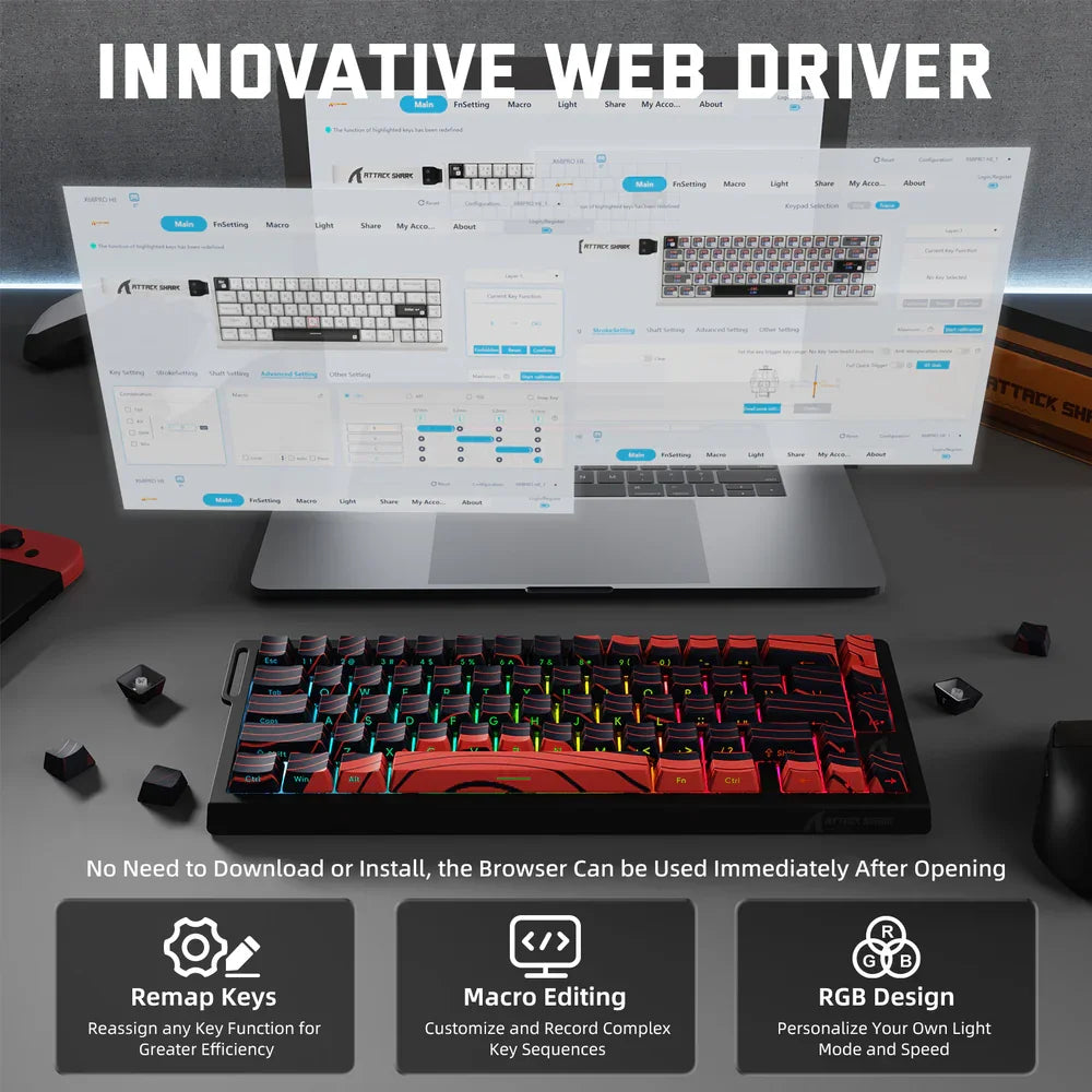 ATTACK SHARK X68PRO HE Wireless Rapid Trigger Gaming Keyboard