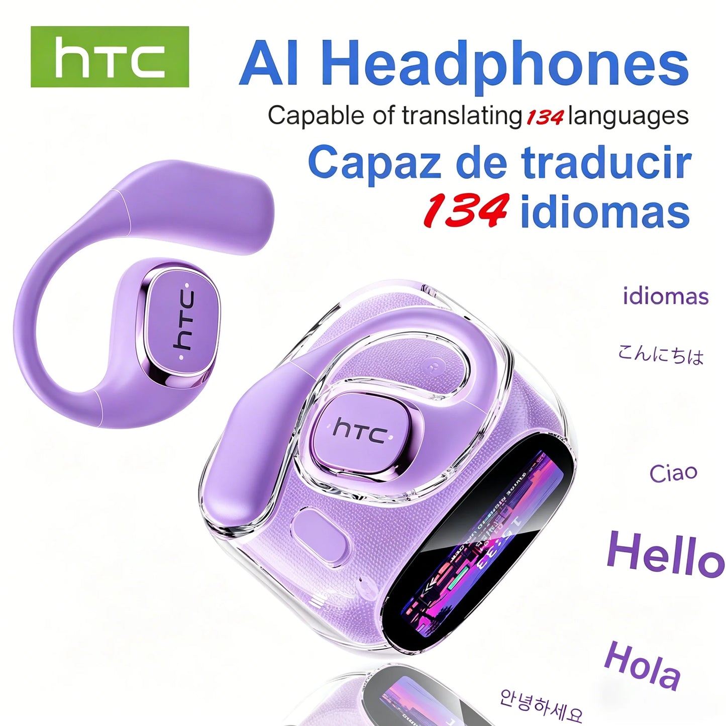 HD Screen Wireless Earphones Bluetooth Music Earbuds
