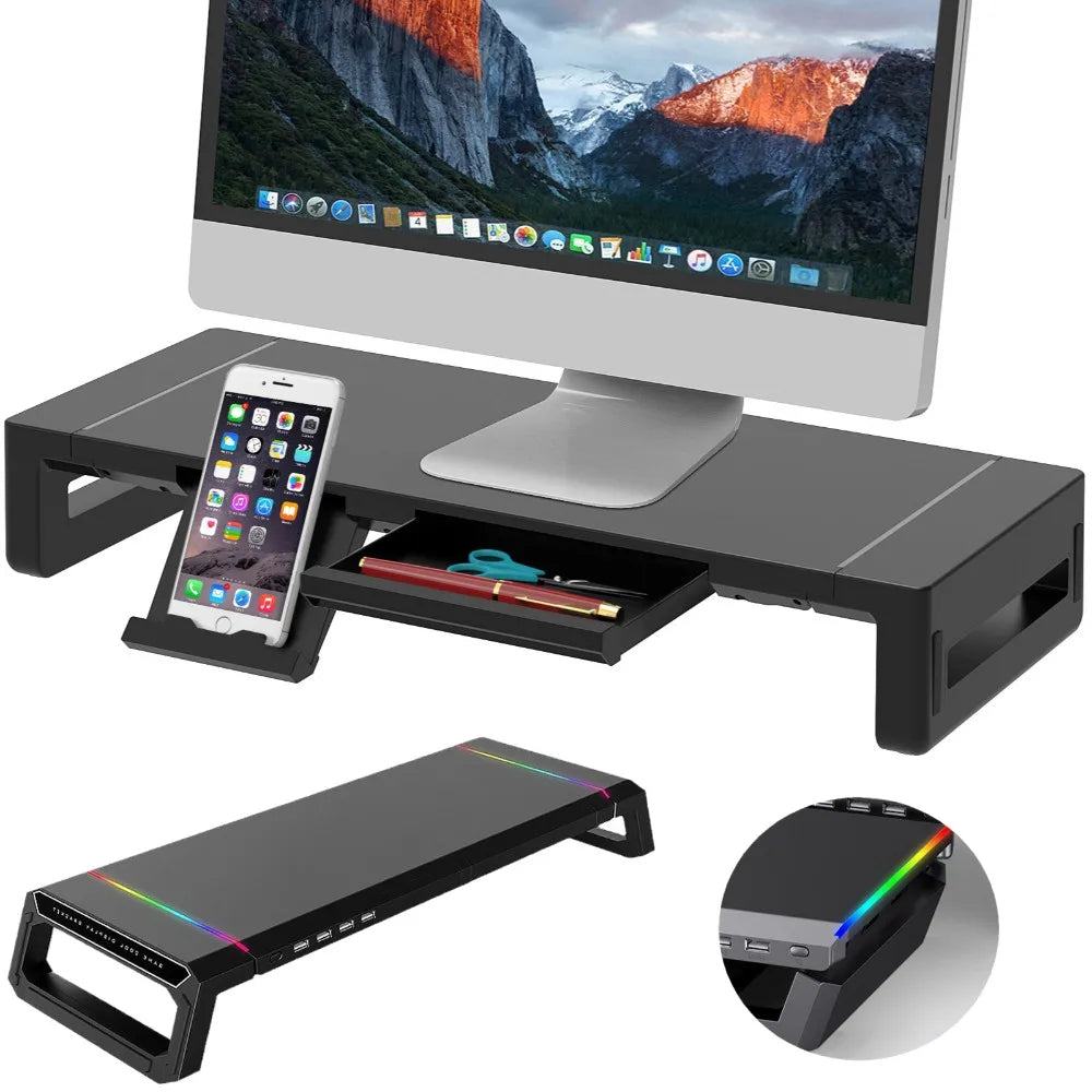 4 USB PC Monitor Stand