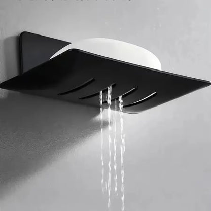 1pc Black Carbon Steel Soap Box Non Perforated Wall Mounted Bathroom Soap Box Bathroom Soap Holder Soap Storage Rack 2025